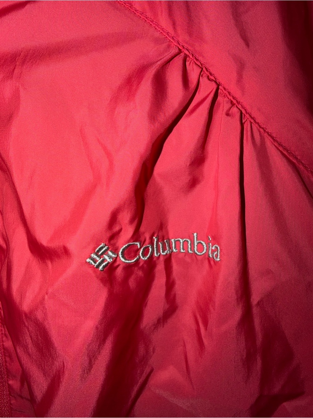 Columbia Women’s Coral Pink Lightweight Hooded Windbreaker Jacket Size Large - Picture 2 of 4